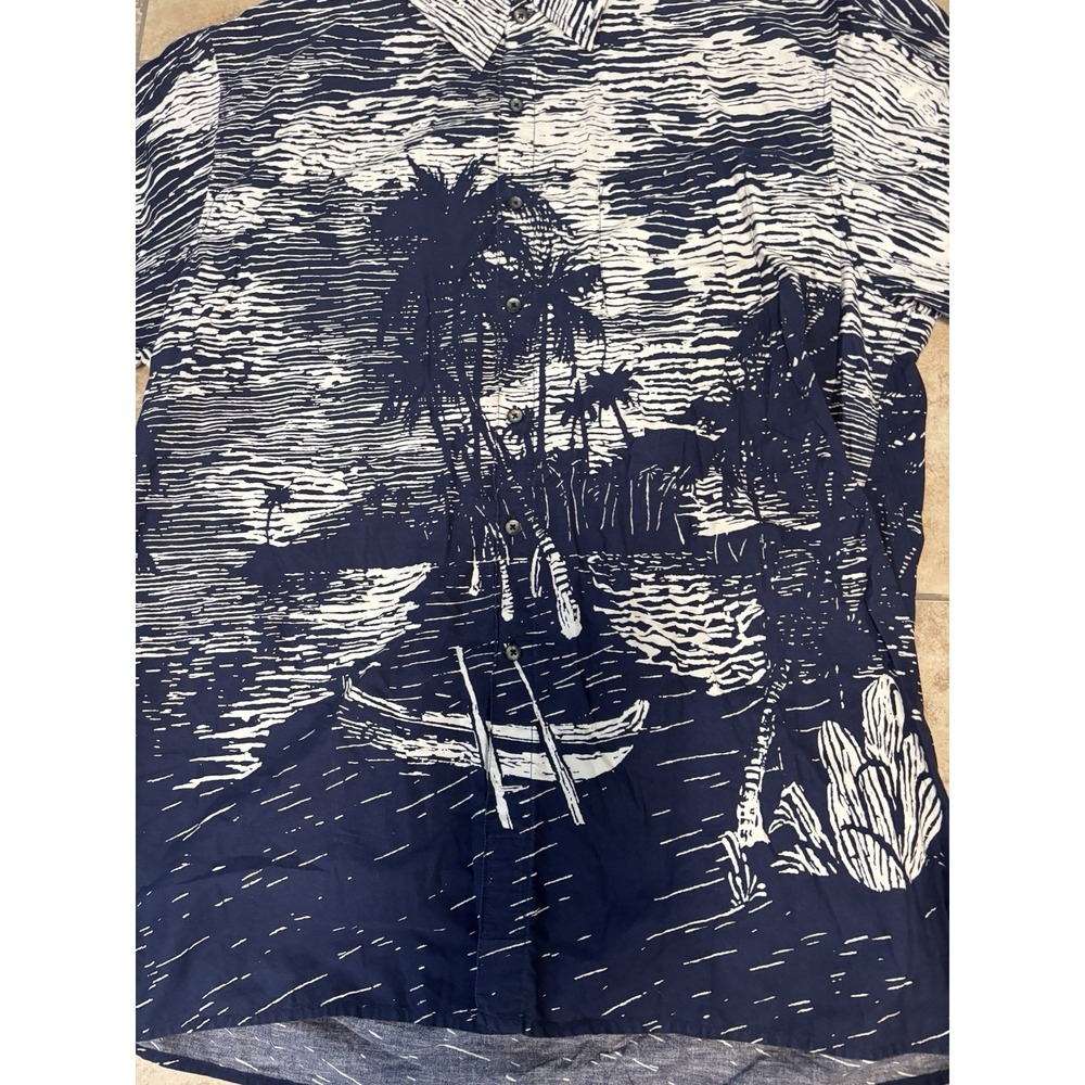 Territory Ahead Hawaiian Shirt Mens 2XL Tall Tropical Palm Canoe Aloha Cotton - Picture 6 of 6